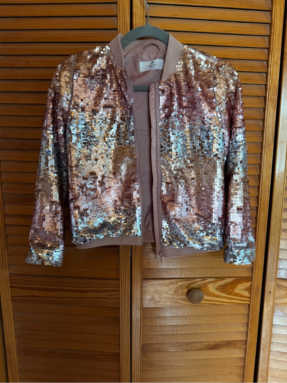 H&M Rose Gold/Gold/Silver Ombre Sequin Bomber Jacket